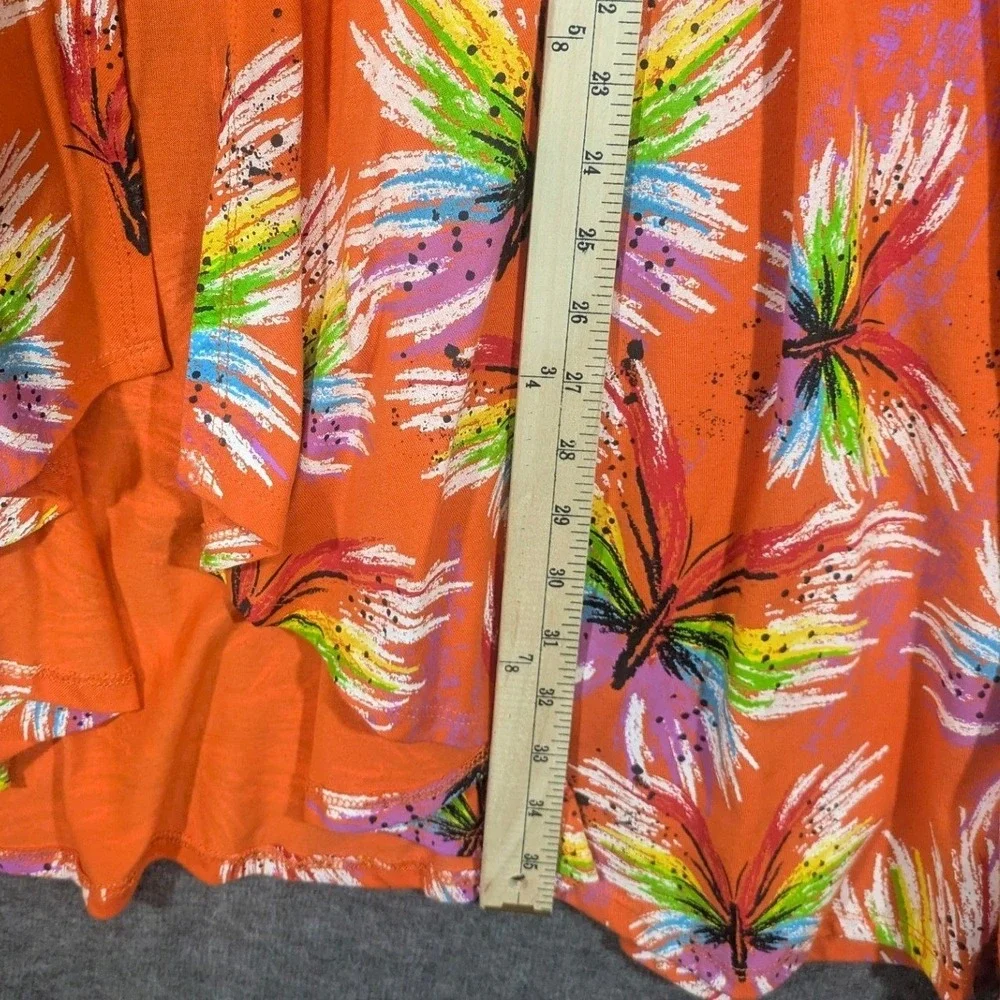 A Walk In the Park Womens Open Cardigan Kimono Orange Abstract Butterfly Size 2X